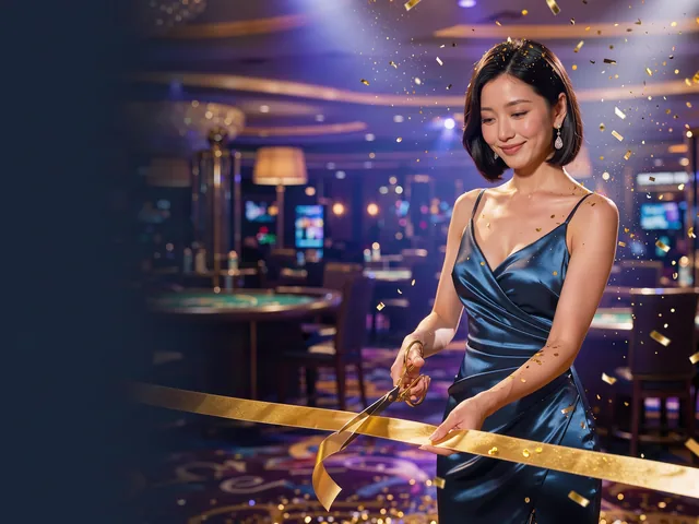 On the right side: a stunning glamorous woman in her late twenties, sleek black bob haircut, wearing a glossy emerald-indigo satin dress with a deep n