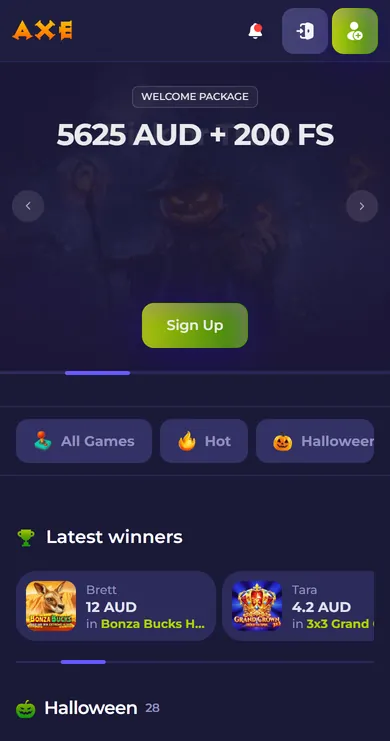 Axe Casino mobile screenshot