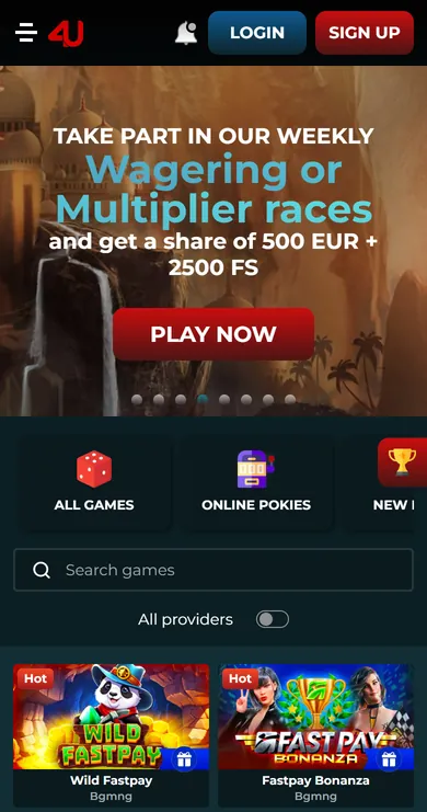 Casino4u mobile screenshot