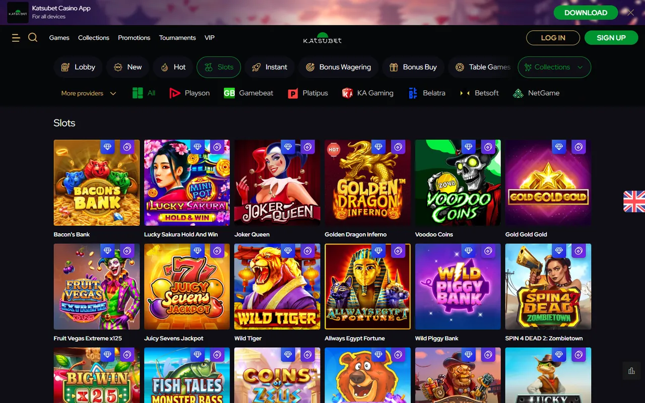 KatsuBet Casino slots lobby screenshot